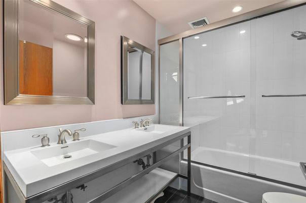 Bathroom, Glass Shower, Interior, Recessed Lighting
