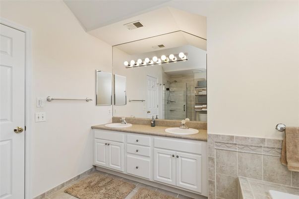Bathroom, Dual Sink Vanities, Glass Shower, Interior