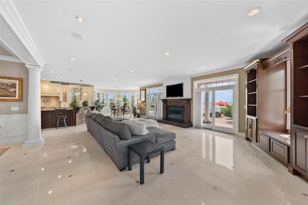 Fireplace, Interior, Kitchen, Living room, Pendant Lights, Recessed Lighting
