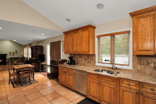 Dining room, Fireplace, Interior, Kitchen, Recessed Lighting