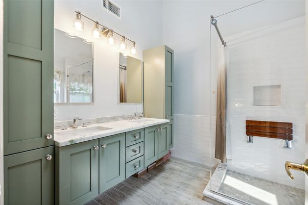 Bathroom, Dual Sink Vanities, Interior, Wood Texture Flooring