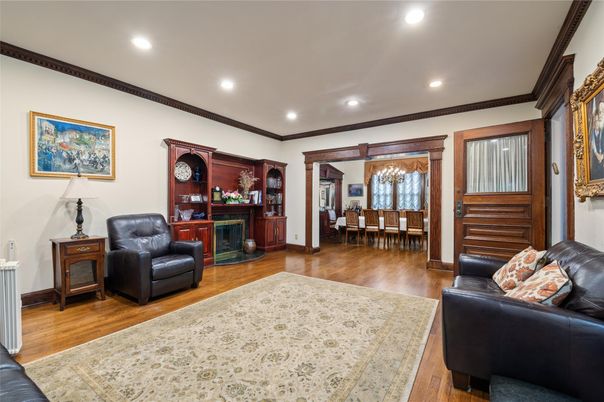Chandelier, Dining room, Interior, Living room, Recessed Lighting, Wood Texture Flooring