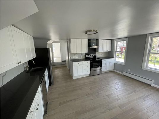 Interior, Kitchen, Stainless Steel Appliances, Wood Texture Flooring