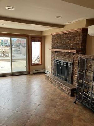 Fireplace, Interior, Recessed Lighting, Stone Walls