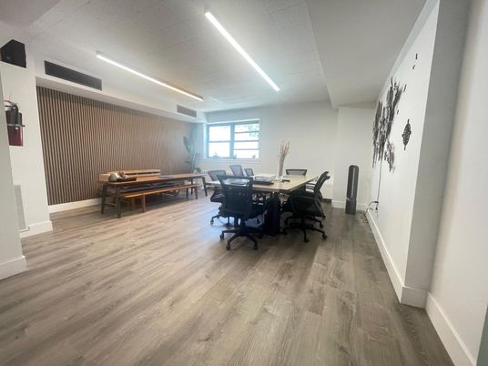 Dining room, Interior, Recessed Lighting, Wood Texture Flooring