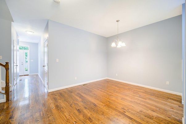 Empty room, Interior, Pendant Lights, Wood Texture Flooring