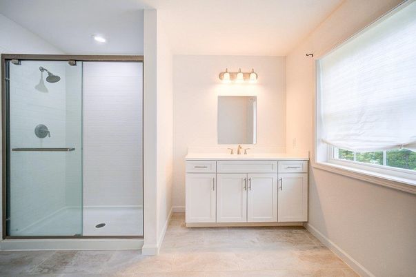 Bathroom, Glass Shower, Interior, Recessed Lighting
