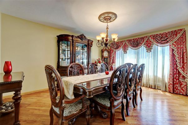Chandelier, Dining room, Interior, Wood Texture Flooring