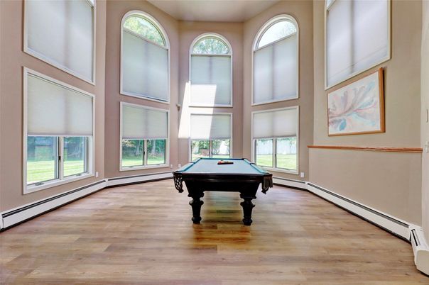 Billiard Table, Game Room, Interior, Wood Texture Flooring
