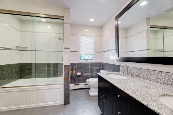 Bathroom, Dual Sink Vanities, Glass Shower, Interior, Recessed Lighting