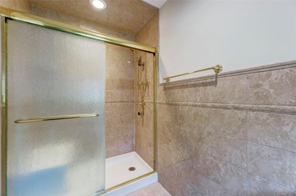 Bathroom, Glass Shower, Interior, Recessed Lighting