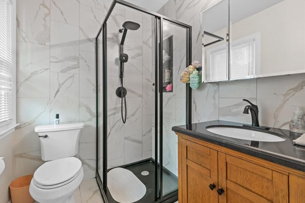 Bathroom, Glass Shower, Interior, Marble Walls