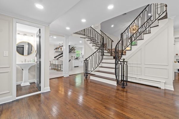 Dining room, Interior, Recessed Lighting, Wood Texture Flooring