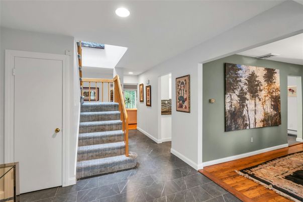 Interior, Marble, Recessed Lighting, Wood Texture Flooring