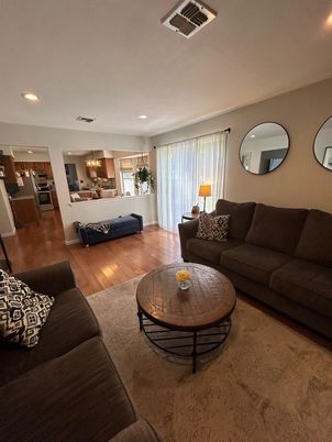 Chandelier, Interior, Living room, Recessed Lighting, Wood Texture Flooring