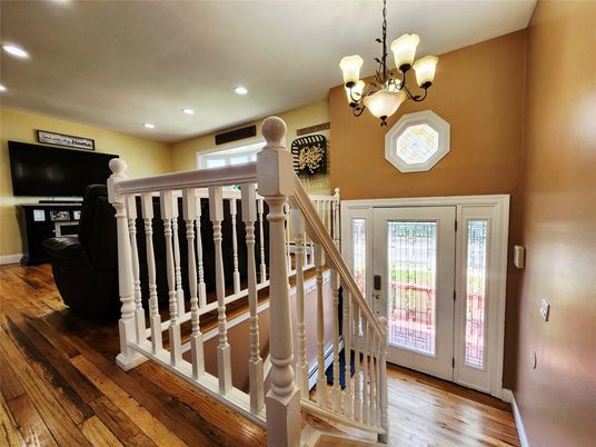 Chandelier, Interior, Recessed Lighting, Wood Texture Flooring
