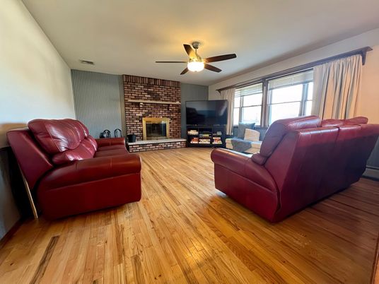 Fireplace, Interior, Living room, Stone Walls, Wood Texture Flooring