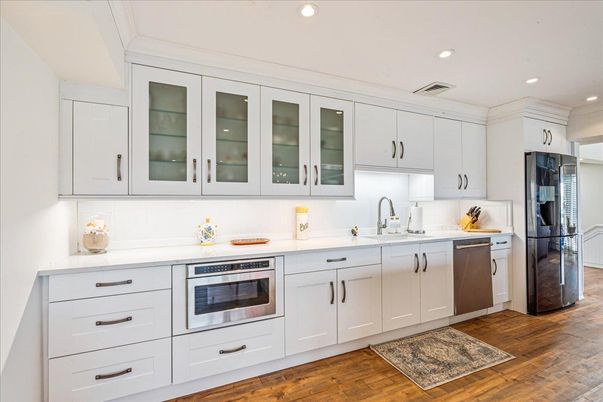 Interior, Kitchen, Recessed Lighting, Wood Texture Flooring