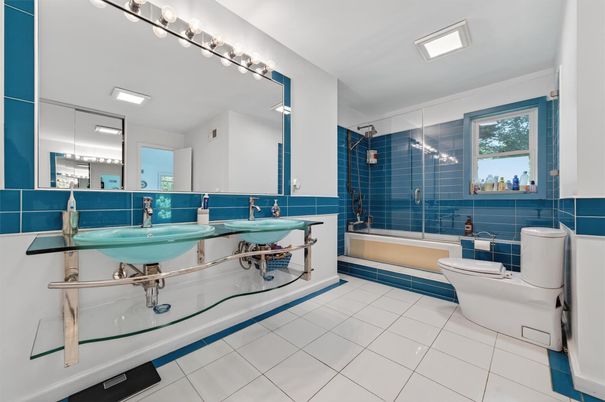 Bathroom, Glass Shower, Interior, Recessed Lighting