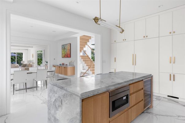 Dining room, Interior, Kitchen, Marble, Pendant Lights, Recessed Lighting
