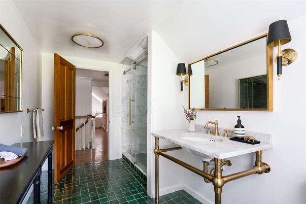 Bathroom, Glass Shower, Interior, Marble Walls
