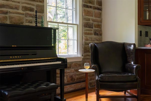 Interior, Piano, Stone Walls, Wood Texture Flooring