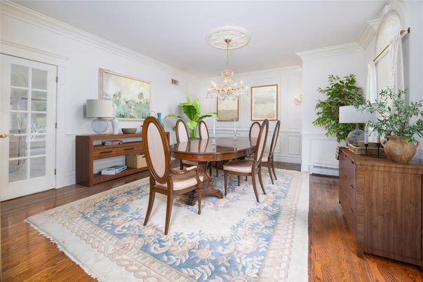 Chandelier, Dining room, Interior, Wood Texture Flooring