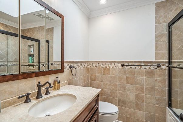 Bathroom, Glass Shower, Interior, Recessed Lighting