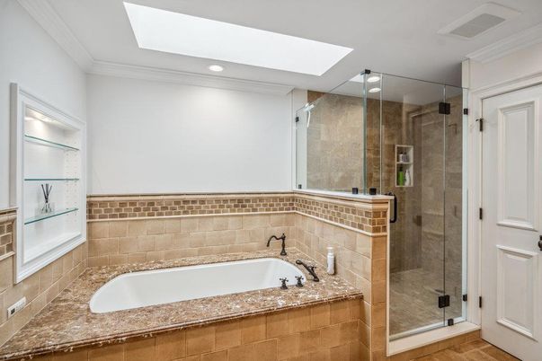 Bathroom, Glass Shower, Interior, Recessed Lighting