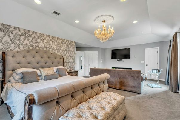 Bedroom, Chandelier, Interior, Recessed Lighting