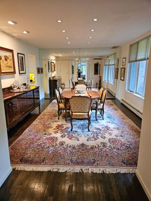 Dining room, Interior, Recessed Lighting, Wood Texture Flooring