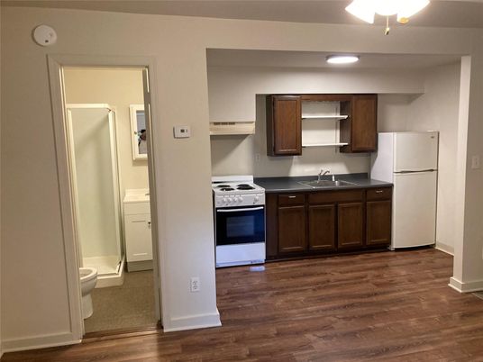 Interior, Kitchen, Recessed Lighting, Wood Texture Flooring