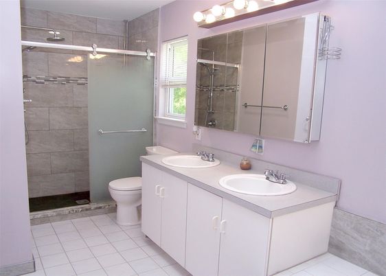 Bathroom, Dual Sink Vanities, Glass Shower, Interior