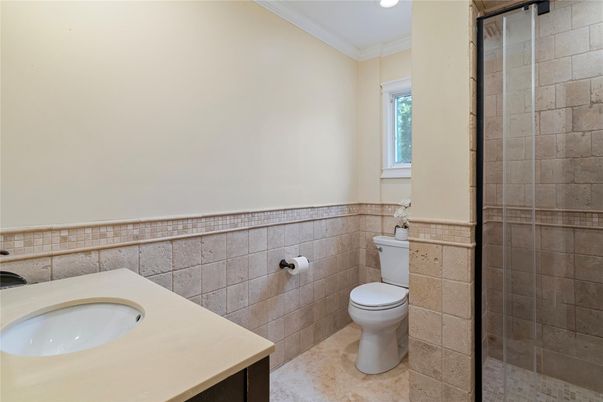 Bathroom, Glass Shower, Interior, Recessed Lighting