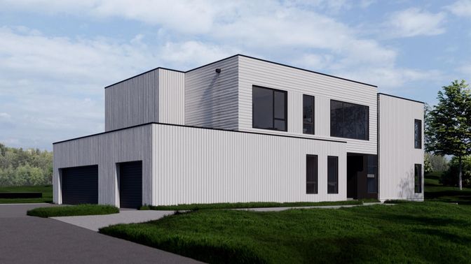 Attached, Exterior, Facade, Modern