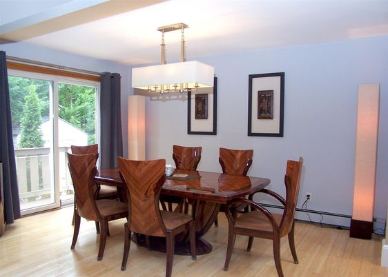 Chandelier, Dining room, Interior, Pendant Lights, Wood Texture Flooring