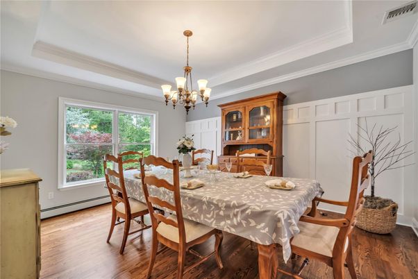 Chandelier, Dining room, Interior, Wood Texture Flooring