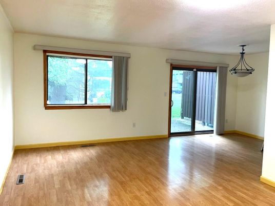 Empty room, Interior, Pendant Lights, Wood Texture Flooring