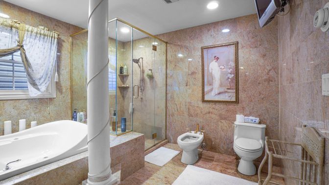 Bathroom, Glass Shower, Interior, Recessed Lighting