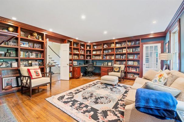 Home Office, Interior, Recessed Lighting, Wood Texture Flooring