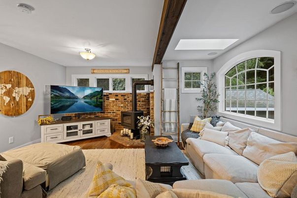 Interior, Living room, Stone Walls, Wooden Beams, Wood Texture Flooring