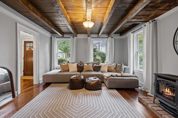 Fireplace, Interior, Living room, Wooden Beams, Wooden Ceilings, Wood Texture Flooring