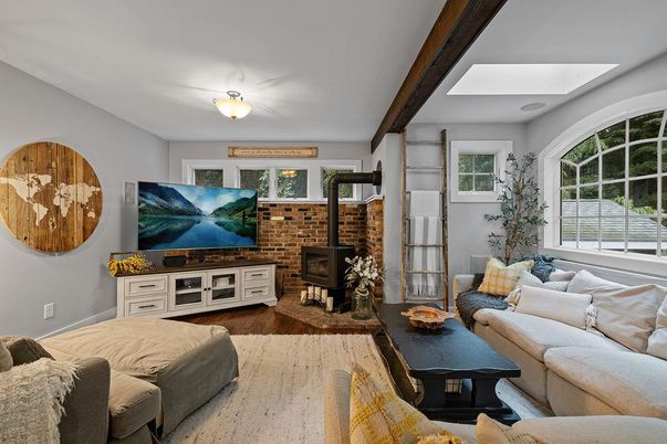 Fireplace, Interior, Living room, Stone Walls, Wood Texture Flooring