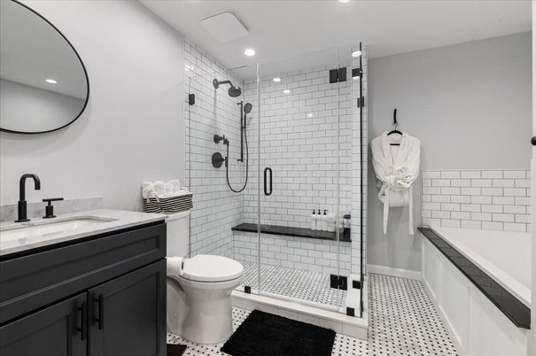 Bathroom, Glass Shower, Interior, Recessed Lighting