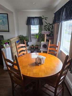 Dining room, Interior, Recessed Lighting, Wood Texture Flooring