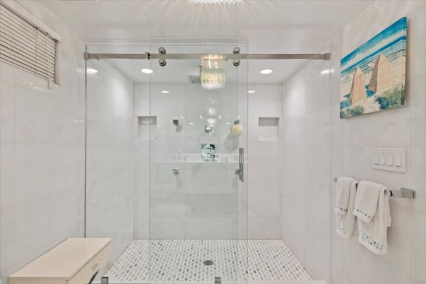 Bathroom, Glass Shower, Interior, Recessed Lighting