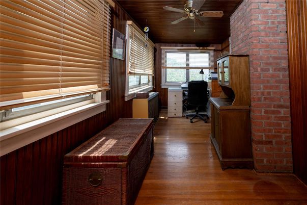 Home Office, Interior, Stone Walls, Wood Texture Flooring