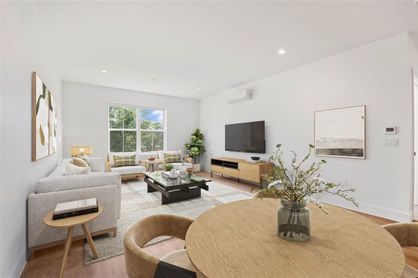 Interior, Living room, Recessed Lighting, Wood Texture Flooring