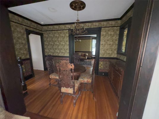 Chandelier, Dining room, Interior, Wood Texture Flooring