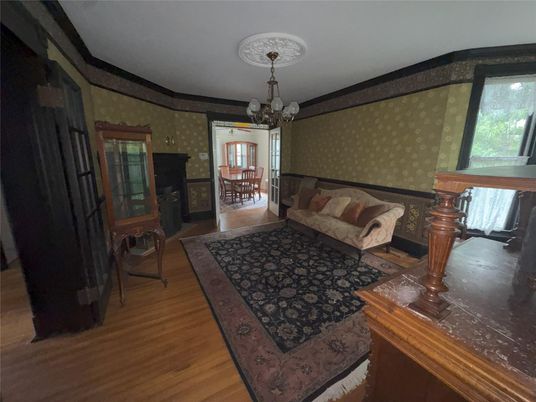 Chandelier, Interior, Living room, Wood Texture Flooring
